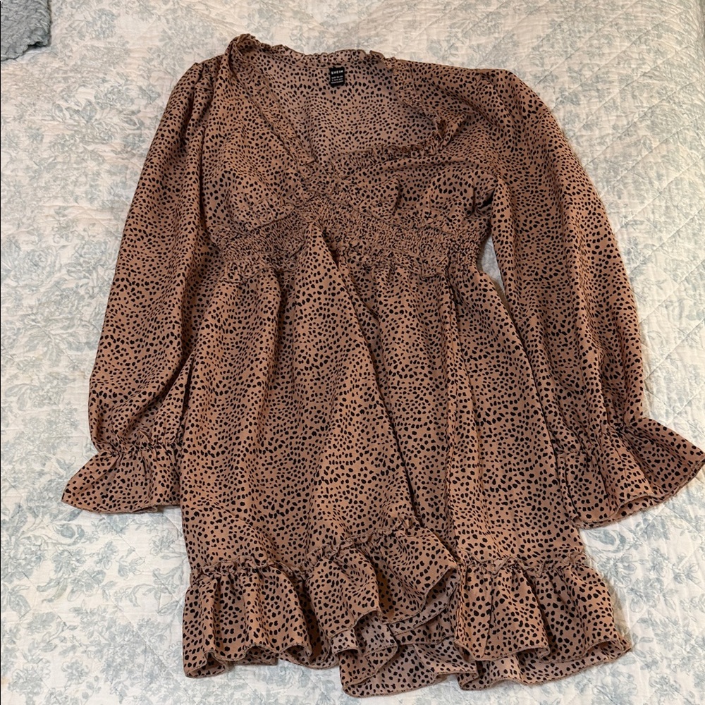 SHEIN Brown Long Sleeve Dress